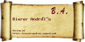 Bierer András névjegykártya